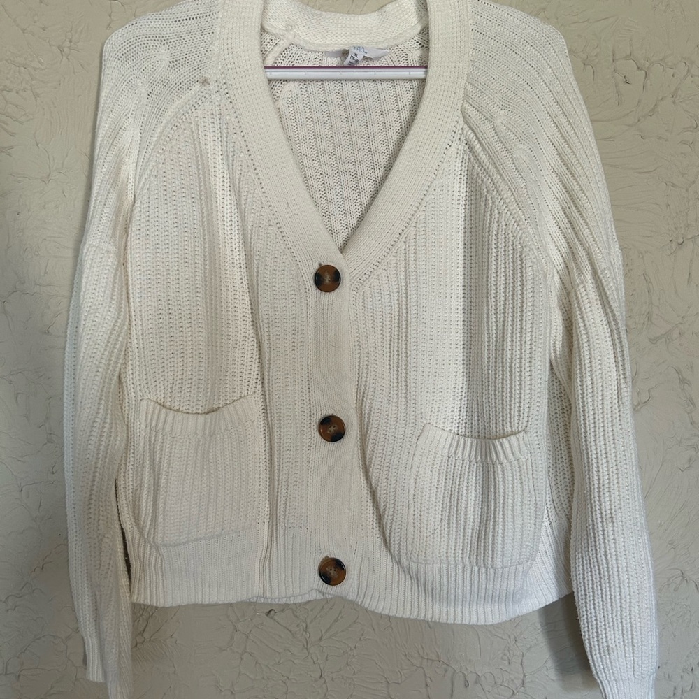 Cozy White Knit Cardigan Sweater